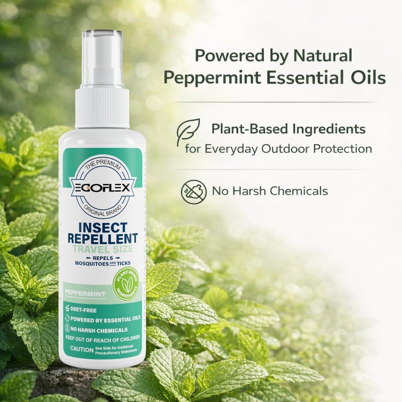 3-Pack Mosquito Repellent Spray - DEET-Free Bug Spray Travel Size TSA Approved - Mosquito, Tick & Insect Killer Deterrent with Natural Essential Oils - Peppermint Scent - Safe for Family - 3 Fl Oz