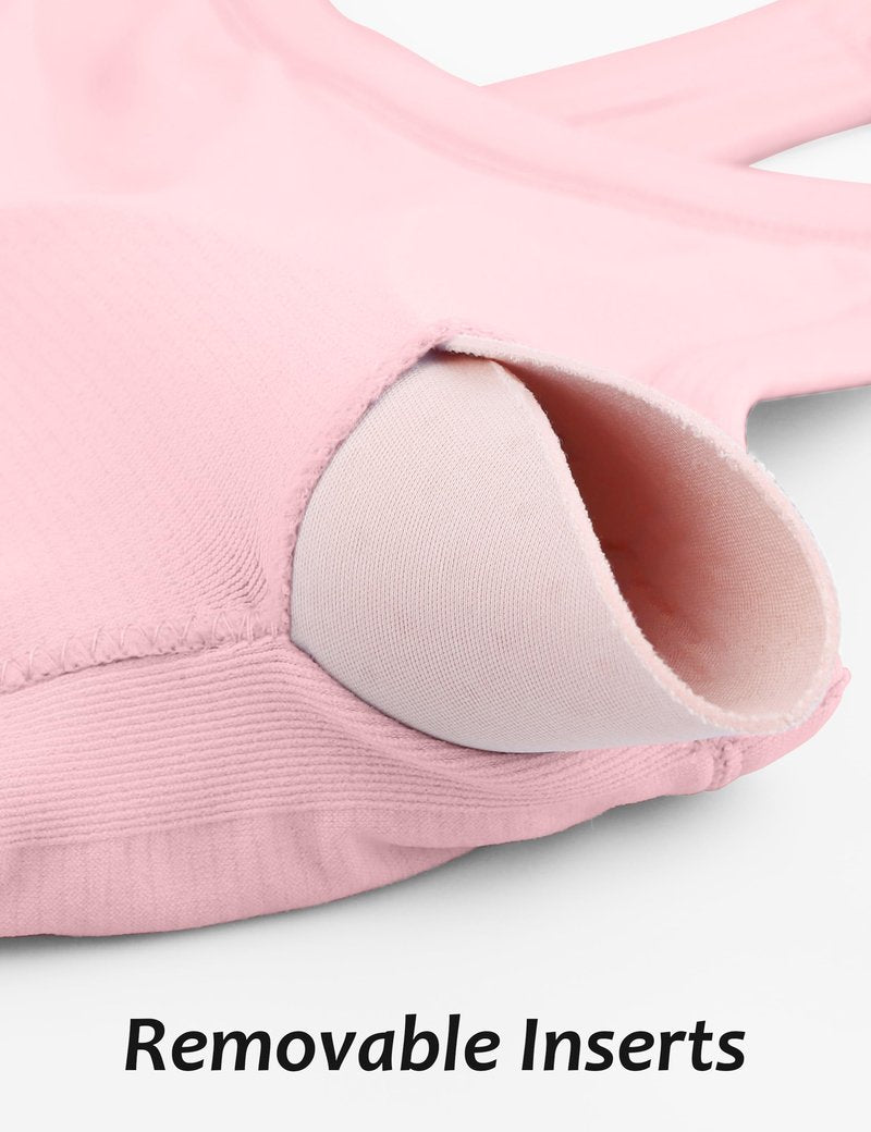 MathCat Workout Tank Tops for Women with Built in Bra, Sleeveless Gym Tops Seamless Racerback Athletic Yoga Shirts Light Pink