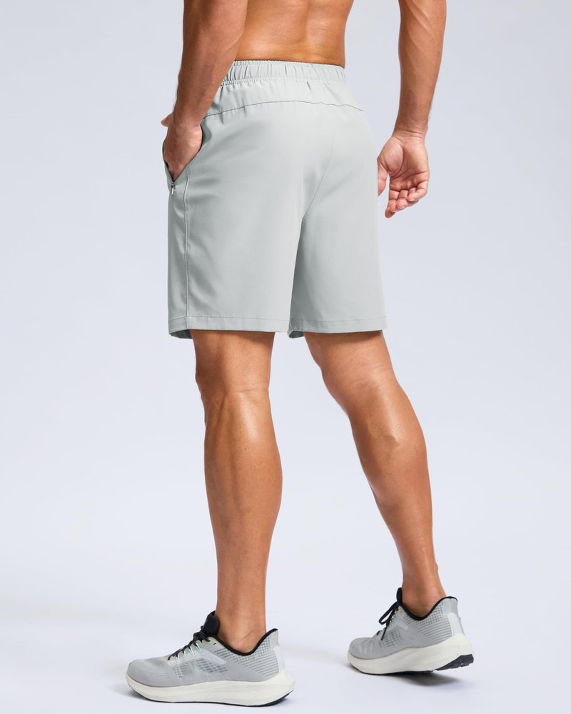 G Gradual Men's Athletic Running Shorts with Zipper Pockets Quick Dry 7"/ 5"/ 9" Workout Gym Shorts for Basketball Hiking(Platinum Grey,7L)