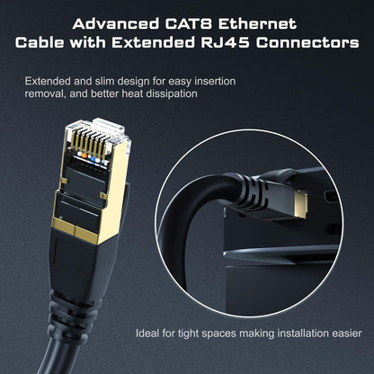 DbillionDa Cat8 Ethernet Cable, Outdoor&Indoor, 6FT Heavy Duty High Speed 26AWG, 2000Mhz with Gold Plated RJ45 Connector, Weatherproof F/FTP UV Resistant for Router, Modem, PC, Gaming