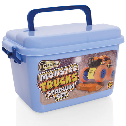 Wheelz Monster Truck Stadium Set - Monster Truck Toys For 3-6 Year Old Boys - Includes 4 Monster Trucks, Storage Tub & Accessories - Boys Car Toys Age 3 Plus
