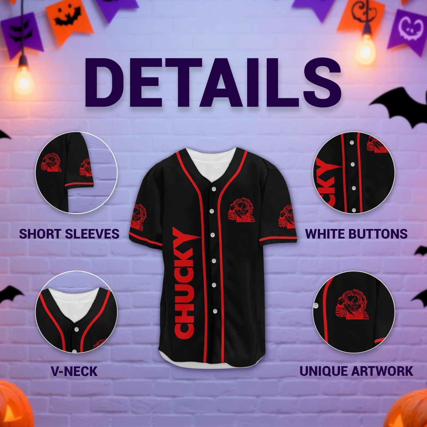 fat mummy Horror Doll Baseball Jerseys Shirt, Wanna Play Jersey Shirts for Men Women (L)