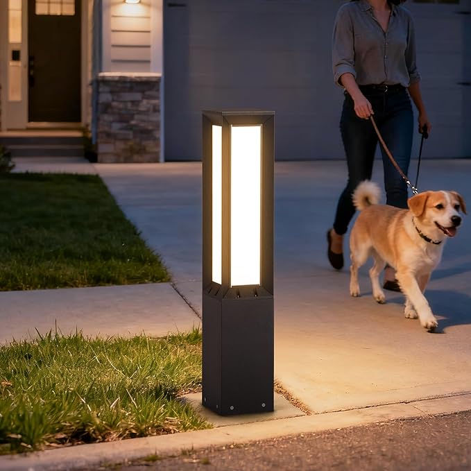 Landscape Path Light Hard Wired, 31.5" Outdoor Pathway Lights AC100-240V, Waterproof Bollard Driveway Lamp, Modern 3000K Standing Lighting Patio Lawn Tall Garden Lantern for Commercial Walkway