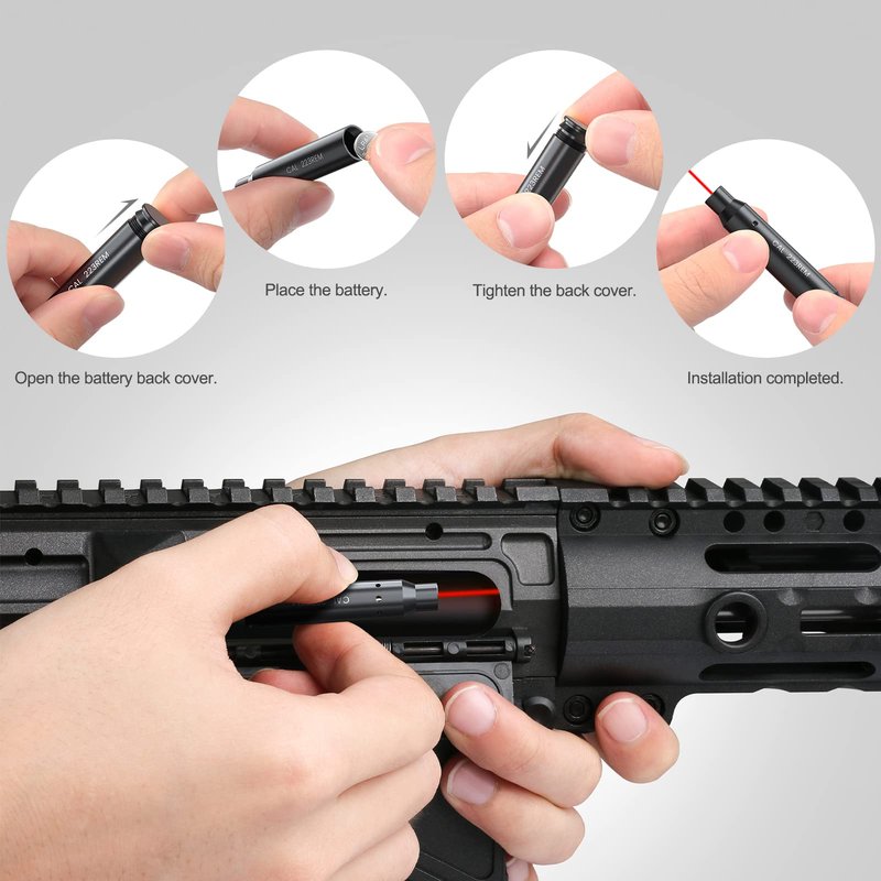 Feyachi Bore Sight 223 5.56mm Red Laser Zeroing Boresighter with 3 Sets of Batteries(Grey)