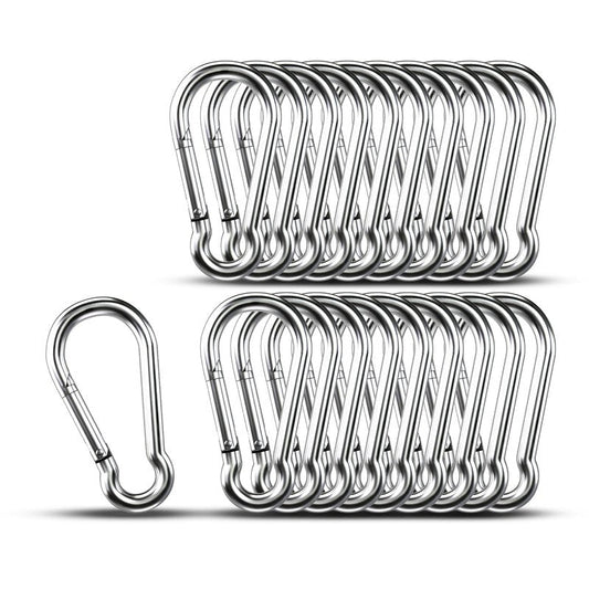 Carabiner Clip Hooks, 20pcs 3.15 inch Carabiners Heavy Duty, 304 Stainless Steel Spring Snap Hook Fits Camping Hiking, Metal Clips for Rope Chain Keys Rings