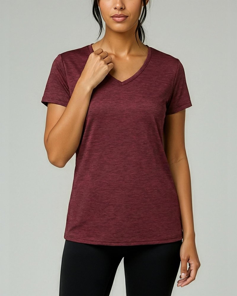 Real Essentials 5 Pack: Women's Dry-Fit Short Sleeve V Neck T Shirt Workout Fitness Yoga Top Tee (Available in Plus Size), Set 2, 3X