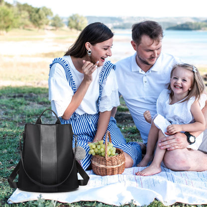 Miss Lulu Women Backpack Leisure Ladies Rucksack Water-Resistant Nylon School Bags Anti-Theft Daypack Shoulder Bag (black)