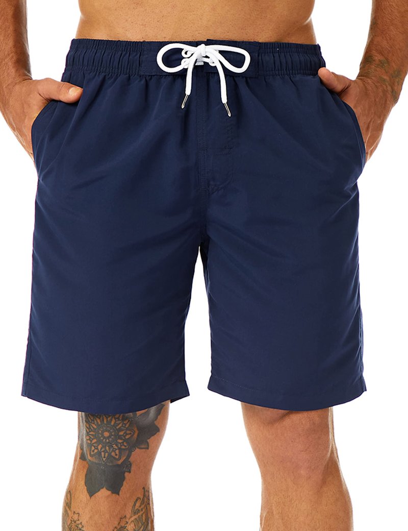 KAILUA SURF Mens Swim Trunks Long, Quick Dry Boardshorts, 9 Inch Inseam Mens Bathing Suits with Mesh Lining Navy Blue