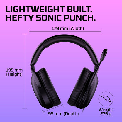 HyperX Cloud Stinger 2 – Gaming Headset, DTS Headphone:X Spatial Audio, Lightweight Over-Ear Headset with mic, Swivel-to-Mute Function, 50mm Drivers, PC Compatible, Black