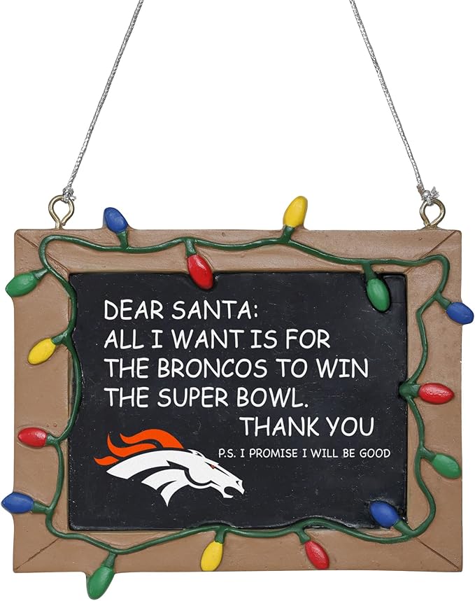NFL Resin Holiday Christmas Chalkboard Sign Ornament