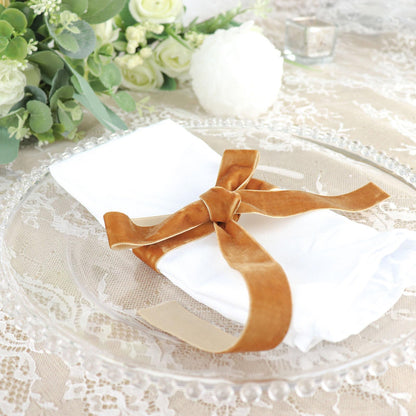 Golden Brown Velvet Ribbon for Gift Wrapping, Trimming Ribbon for Christmas DIY Craft Wedding Floral Holiday Valentine's Day Decoration Choker Hair Bow Hat Wreath Making, 1" x 10 Yards