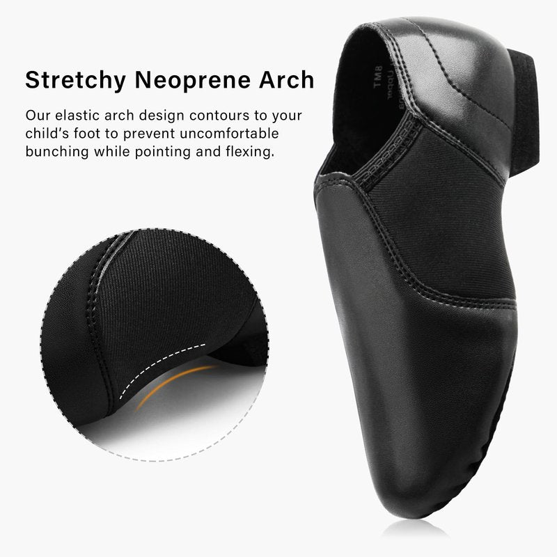 Stelle Jazz Shoes for Girls and Boys PU Leather Slip-On Jazz Dance Shoes (Toddler/Little Kid/Big Kid)(SJ06-Black,8MT