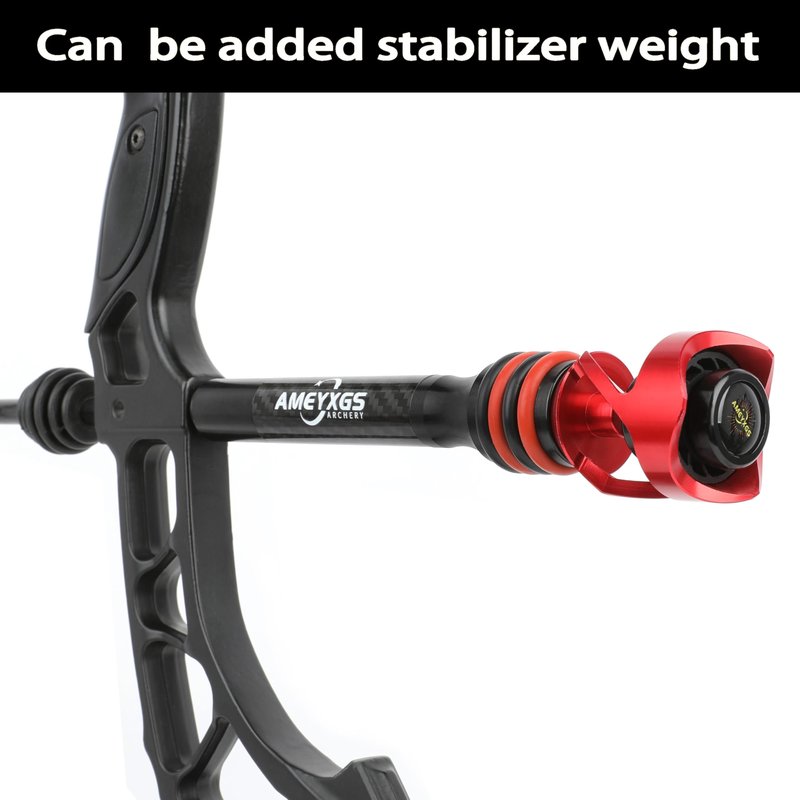 AMEYXGS 6/8/10/12 Inch Archery Bow Stabilizer Carbon Fiber Balance Bar Rod Side Rod Stabilizer Dampen Weight for Compound Bow Recurve Bow Accessory (Black, 12 Inch)