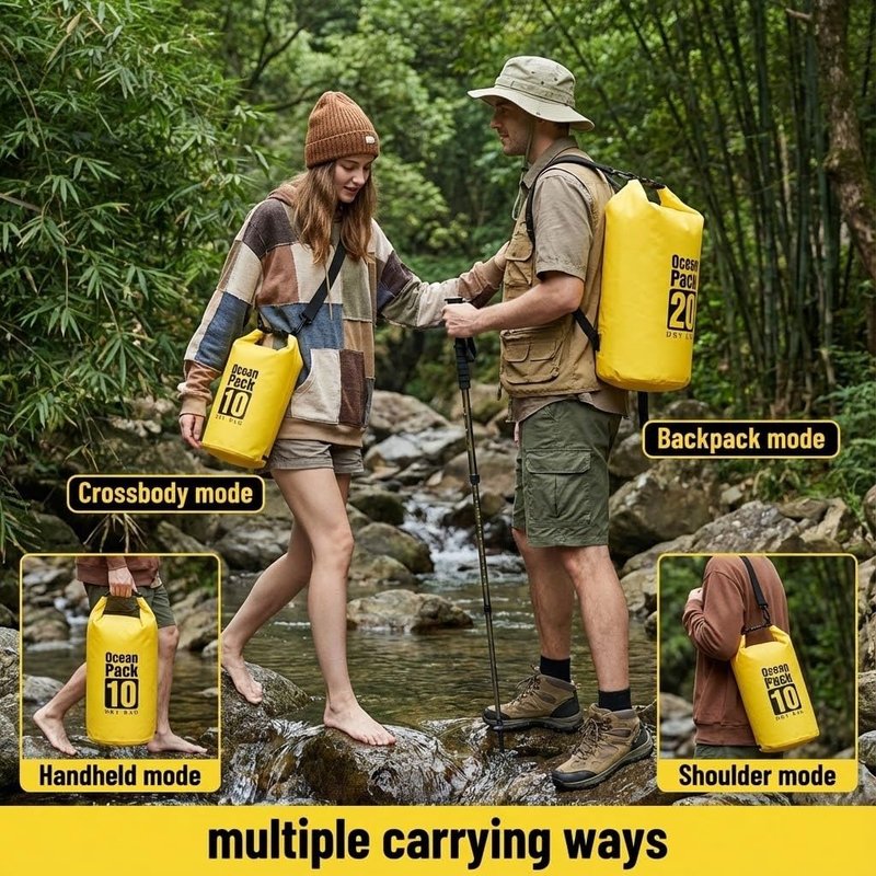 LTMGL Floating Waterproof Dry Bag 5L/10L/15L/20L, Roll Top Sack for Kayaking,Floating, Swimming, Camping, Hiking, Beach, Fishing, Diving Heavy Duty Straps (Multiple Colors Available) (YELLOW, 10L)