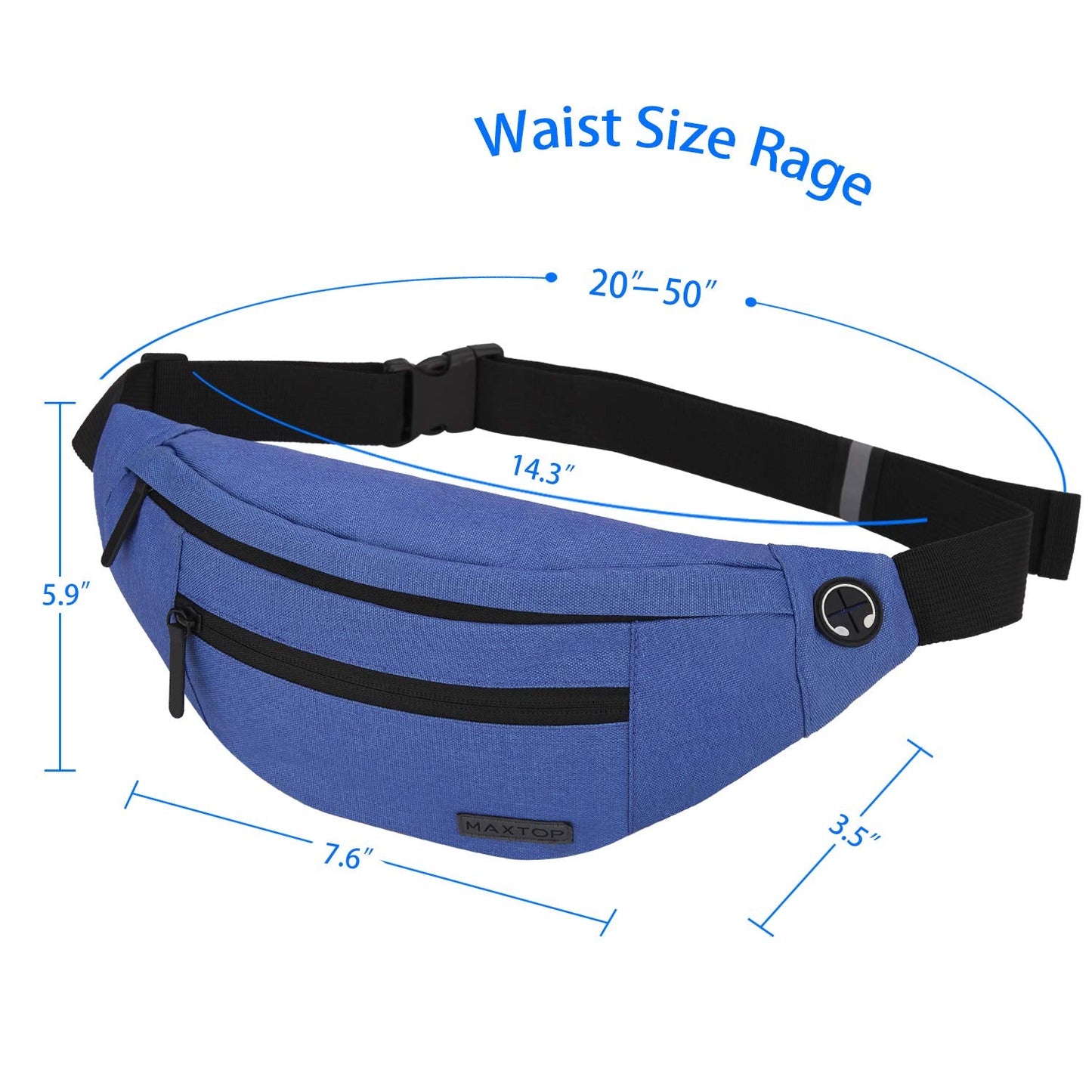 MAXTOP Large Crossbody Fanny Pack Belt Bag for Women Men with 4-Zipper Pockets Gifts for Enjoy Sports Yoga Festival Workout Traveling Running Hands-Free Wallets Waist Pack Phone Bag Fits All Phones