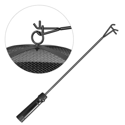 Yaheetech Round Steel Fire pit for Garden Fire Bowl Outdoor Fire Pit Charcoal Log Wood Burner Patio Heater with Mesh Screen Cover & Poker for Camping Bonfire Picnic