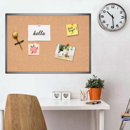 VIZ-PRO Cork Notice Board, 90 X 60 cm, Cork Bulletin Board with Black Aluminium Frame