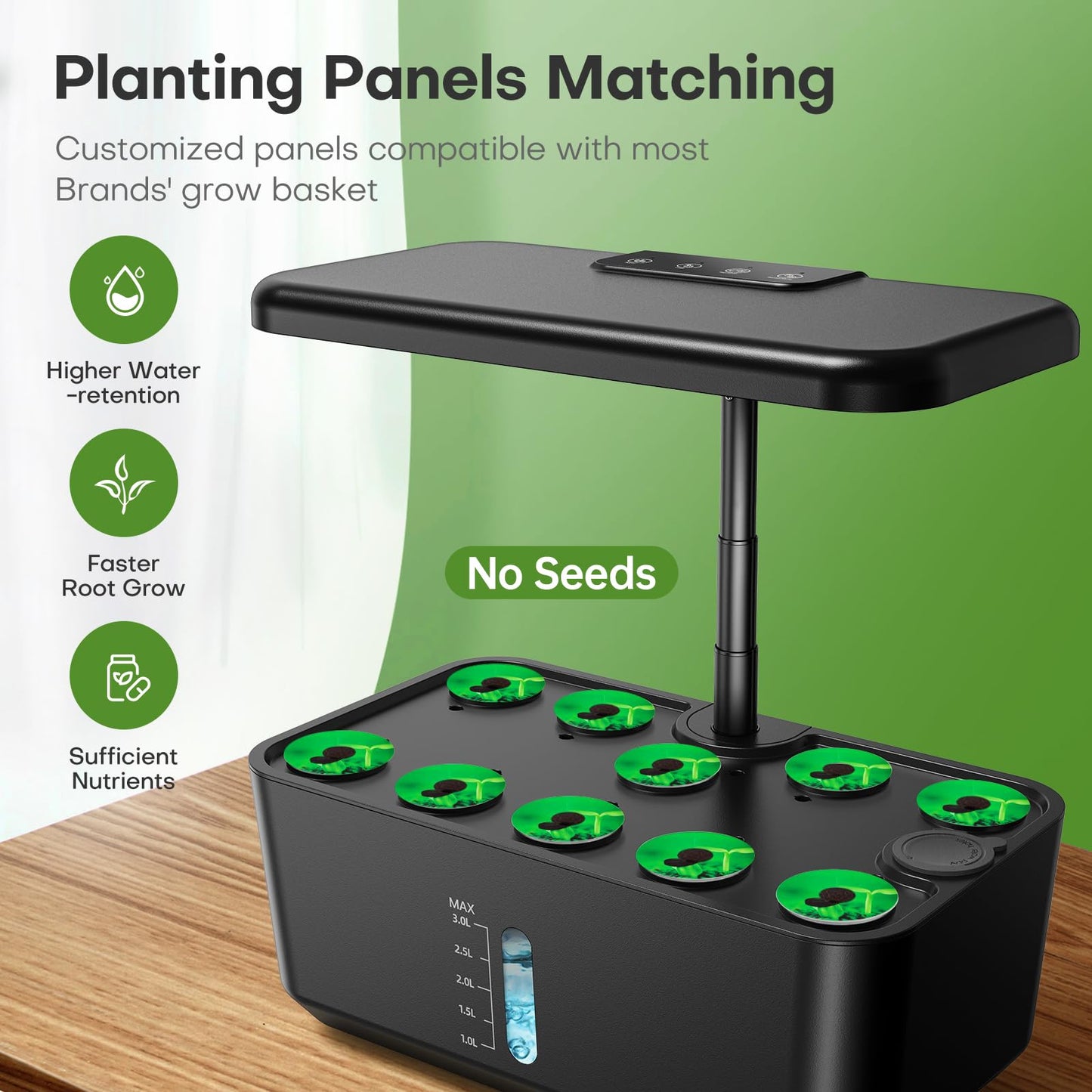 Ahopegarden Indoor Garden Hydroponics Growing System: 10 Pods Plant Germination Kit Aeroponic Herb Vegetable Growth Lamp Countertop with LED Grow Light - Hydrophonic Planter Grower Harvest Lettuce