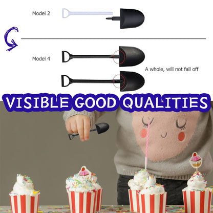 OaaXbbECco Novelty Mini Shovel Shape Spoons Cute Disposable Plastic Dessert Spoons (50)