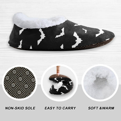 Umidedor Halloween Bats House Slippers Fuzzy Memory Foam Soft Slipper Socks for Woman Men, M Multi