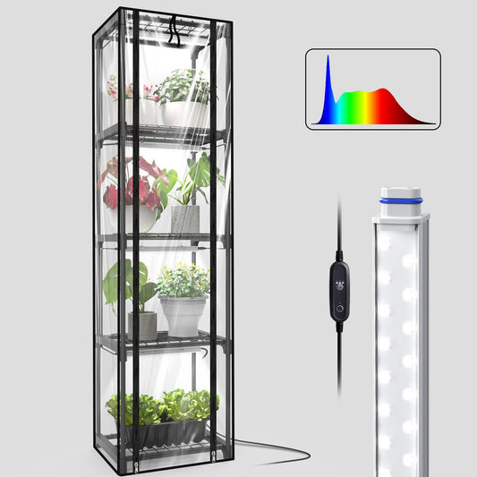 Inzlume Indoor Greenhouse with Grow Light, Mini Greenhouse with 4 Pack 36W Grow Lights for Indoor Plant, Seed Start, Seedling, Seed Trays, 11.8" W x 15.7" L x 59" H