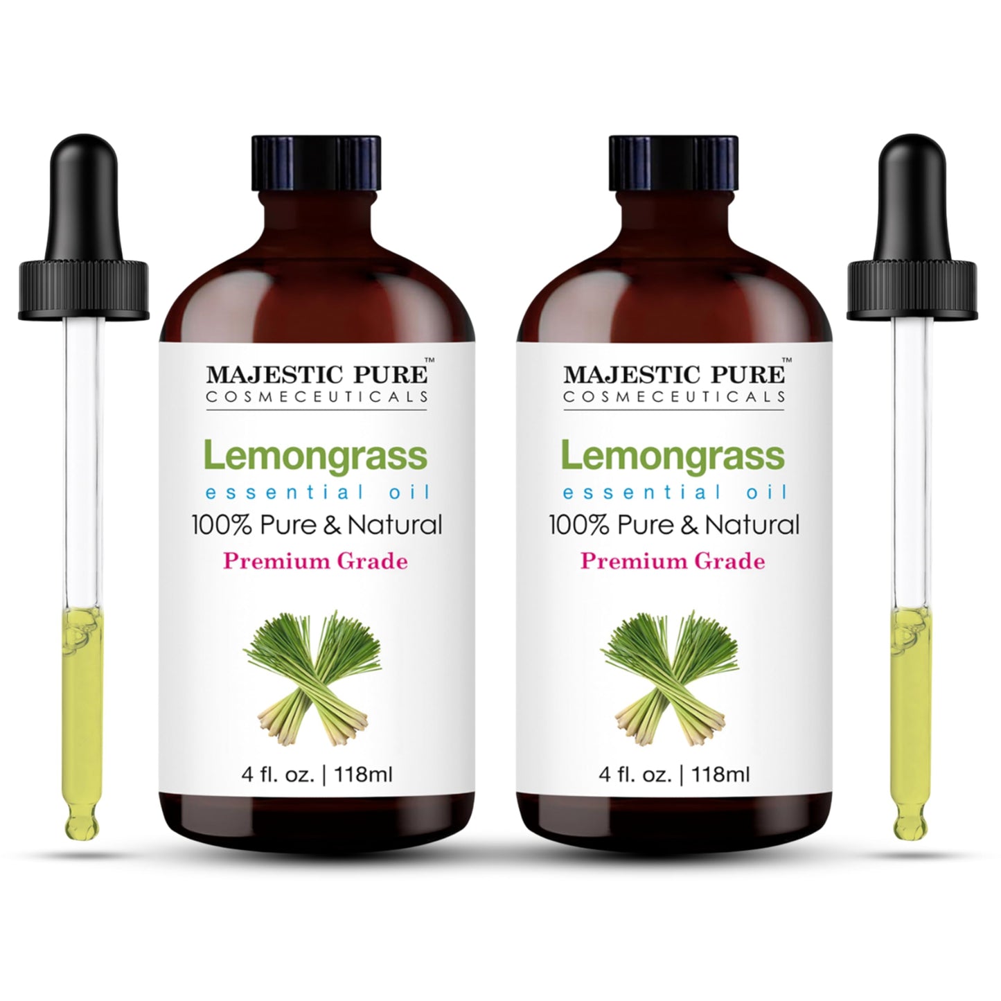 Majestic Pure Lavender Essential Oil with Glass Dropper - Huge 4 Fl Oz - 100% Pure and Natural Lavender Oil - Premium Grade Essential Oils for Diffuser, Aromatherapy, Soap and Candle Making