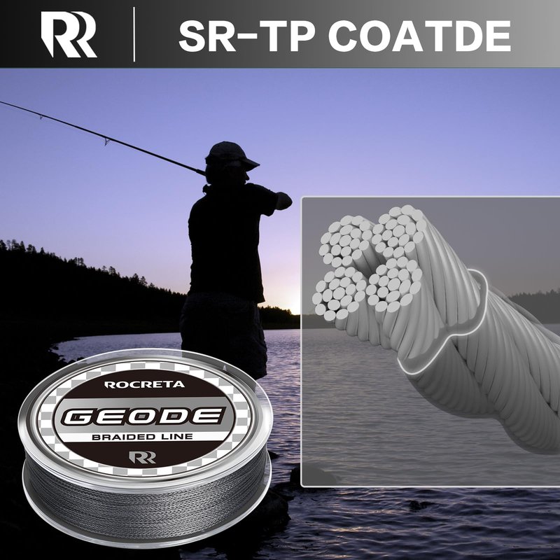 ROCRETA Geode Braided Fishing Line, Super Strong Power Braid Lines for Saltwater and Freshwater Fish 30lb, 500yds，Gray