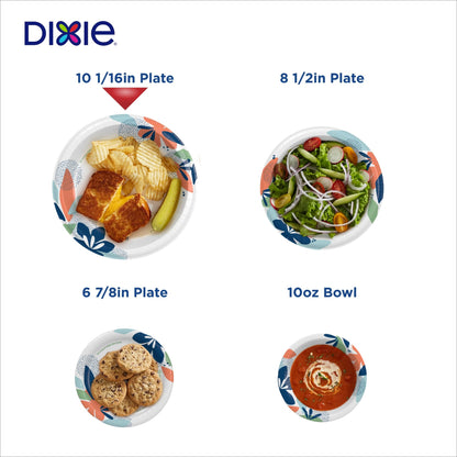 Dixie Large Paper Plates, 10 Inch, 204 Count, 2X Stronger*, Microwave-Safe, Soak-Proof, Cut Resistant, Disposable Plates For Everyday Breakfast, Lunch, & Dinner Meals