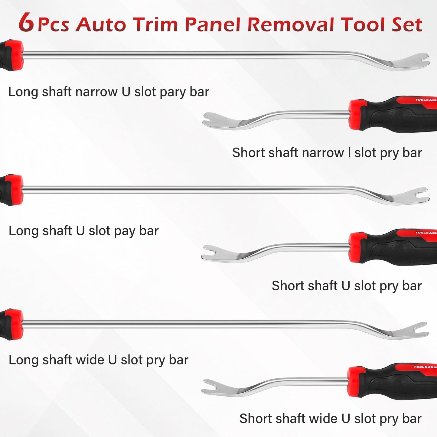 TOOLEAGUE 6Pcs Heavy Duty Trim Removal Tool,Upholstery Trim Panel Removal Tool Set,Fastener Remover Kit for Car Vehicle