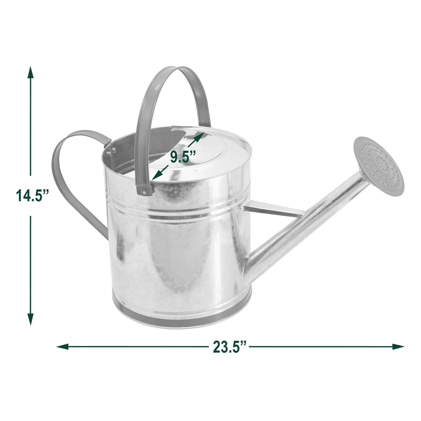 Arcadia Garden Products WC14 Classic Shiny Galvanized Metal Watering Can, Easy-Pour, Indoor and Outdoor, 2.6 gal