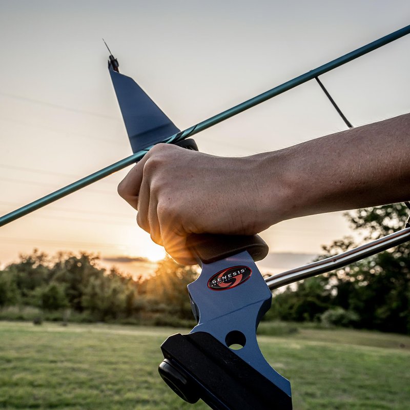 Genesis Original Compound Bow & Arrow Kit- Adjustable Riser, 15"-30" Draw Length, 10-20 lb Draw Weight, All Skill Levels, Draw Hand - Left, Purple