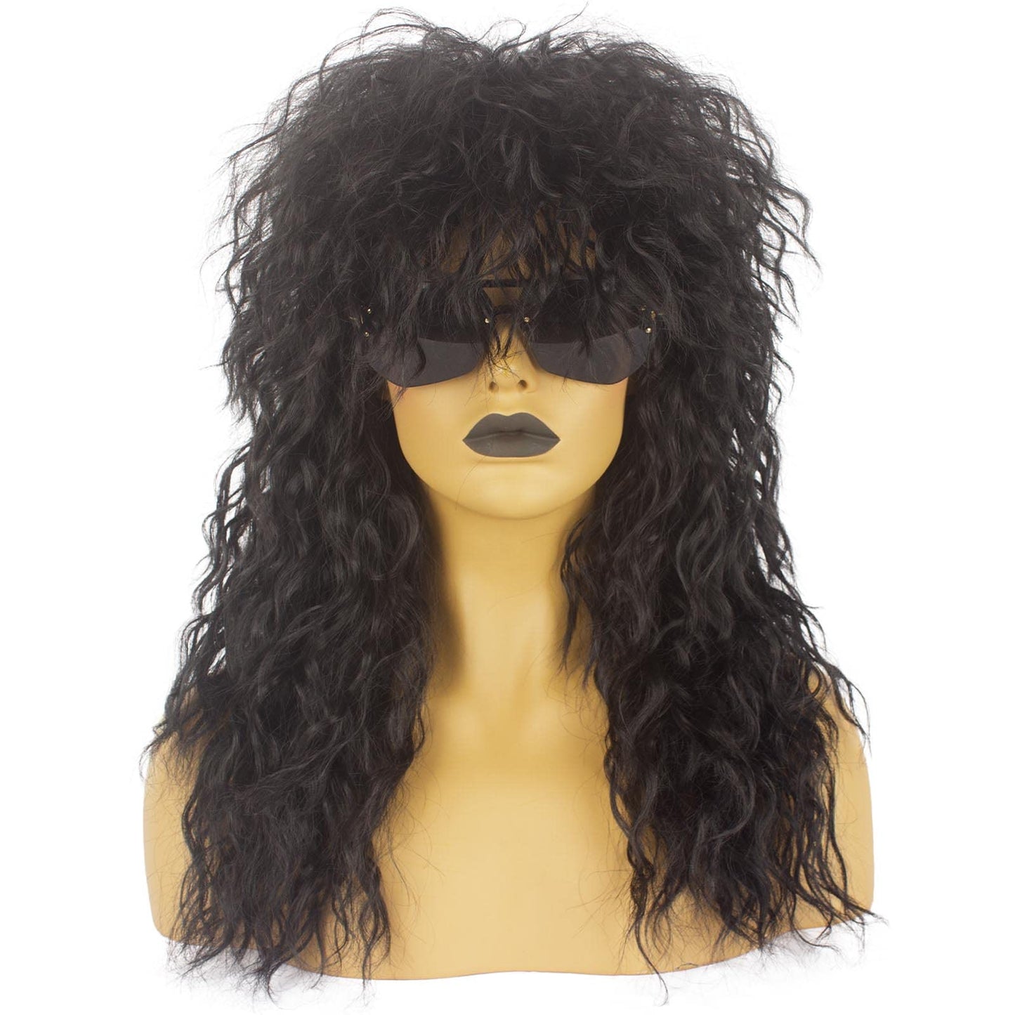 Askuang 80s Costumes for Men and Women 80s Rock Long Black Mullet Wig Halloween Costume Mens Wigs Long Curly Party Funny Wig