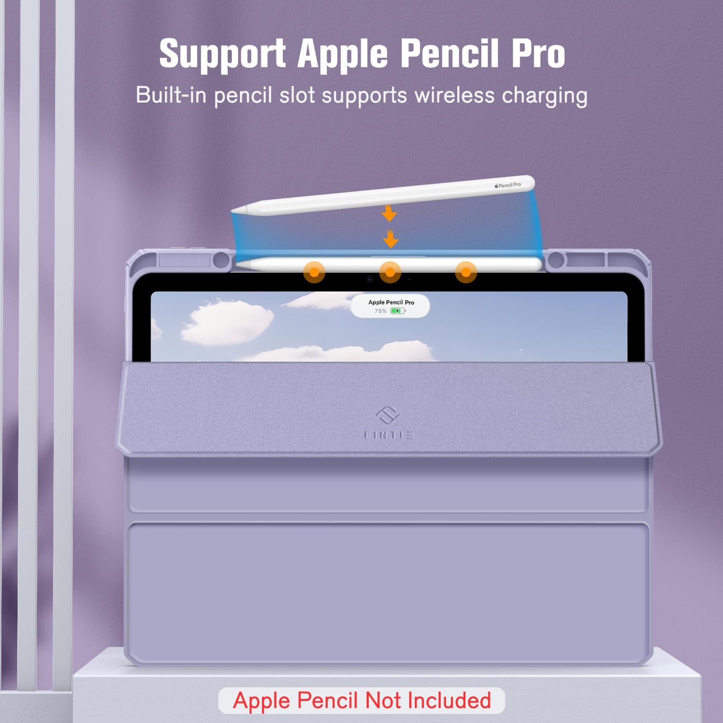 FINTIE Hybrid Case for iPad Air 13-inch (M3) 2025, (M2) 2024, [Built-in Pencil Holder] Shockproof Cover with Clear Transparent Back Shell, Auto Wake Sleep, Lilac Purple