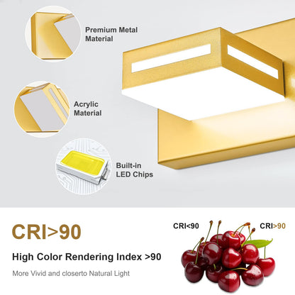 Donrao 24-Inch 3-Light LED Modern Gold Bathroom Vanity Light Fixtures Over Mirror, Bathroom Lighting Fixtures with Cool White 6000K, Vanity Wall Lights for Bath Restroom Powder Room