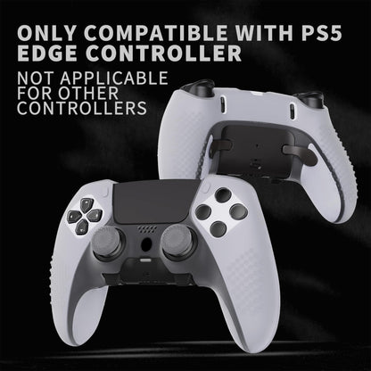 PlayVital 3D Studded Edition Anti-Slip Silicone Cover Case for ps5 Edge Controller, Soft Rubber Protector Skin for ps5 Edge Wireless Controller with 6 Thumb Grip Caps - Clear White