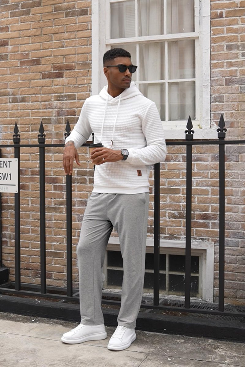 COOFANDY Men's Cotton Sweatpants Open Bottom Jogging Pants Casual Jersey Pants with Pockets Grey