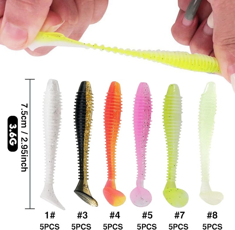 Paddle Tail Swimbaits - 2.5"/3" Ribbed Soft Plastic Fishing Lures for Bass, Trout, Crappie, Walleye | Freshwater & Saltwater Use