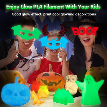 SUNLU Glow in The Dark PLA Filament, Neatly Wound Luminous PLA 3D Printer Filament 1.75mm Dimensional Accuracy +/- 0.02mm, Fit Most FDM 3D Printers, 1kg Spool (2.2lbs), Green PLA, Glow Green.