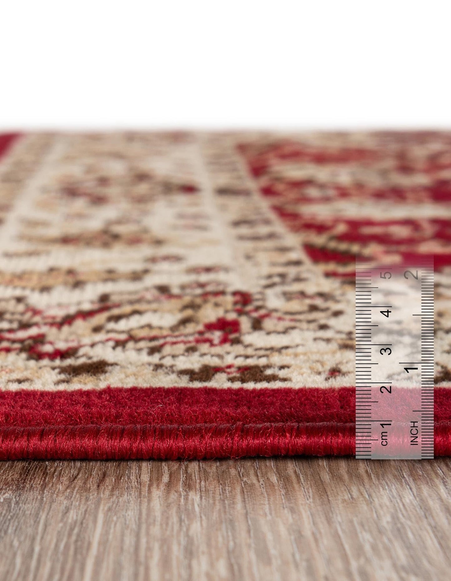 Rugs.com - Yasmin Rug – 8 Ft Square Burgundy Traditional Area Rug – Stain-Resistant, Easy-Clean, Perfect for Living Rooms and Dining Areas