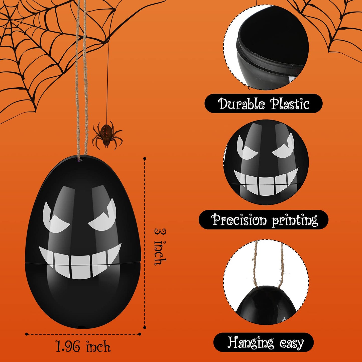 72 Pieces Halloween Skull Eggs Halloween Easter Plastic Eggs Halloween Eggs Plastic Fillable Scavenger Hunt for Trick or Treating Candy Box Mini Halloween Eggs for Halloween Party Supplies