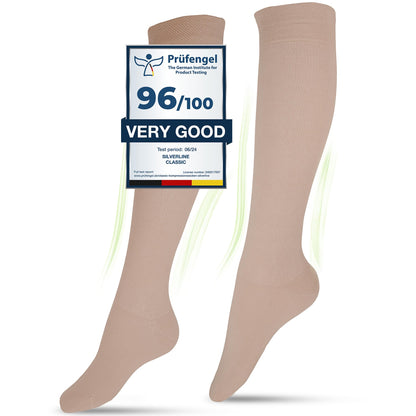 Graduated Compression Socks, Medical Socks, For Men and Women, 60% Organic Cotton (Beige, XL (44-46))