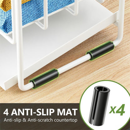 Cisily 2-Tier Kitchen Sink Caddy Organzier Rack with Flexible Dish Brush Holder, Sponge Holder for Kitchen Sink Countertop Organization Storage,Home Decor Accessories Essentials Stainless Steel