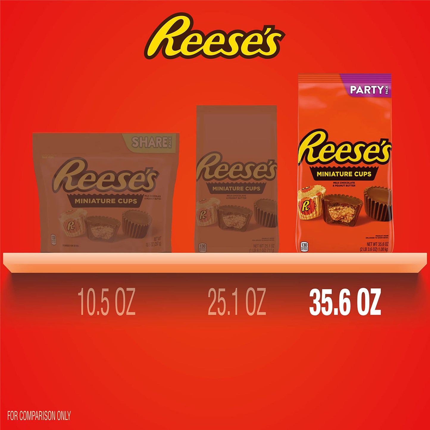 REESE'S Miniatures Milk Chocolate Peanut Butter Cups, Candy Party Pack, Halloween Candy, 35.6 oz