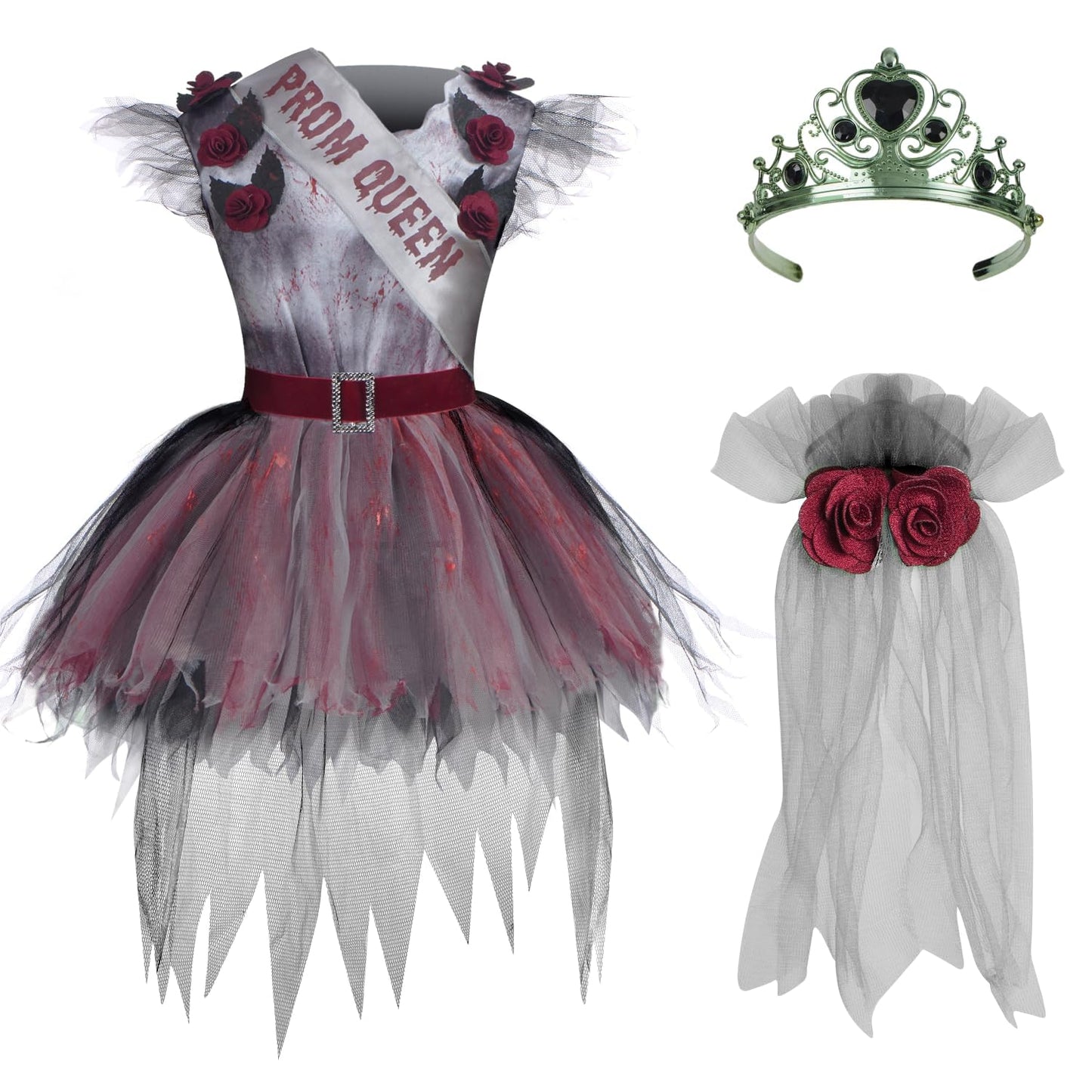 Spooktacular Creations Zombie Prom Queen Costume for Girls, Halloween Costumes for Kids, Zombie Princess Outfit for Girls