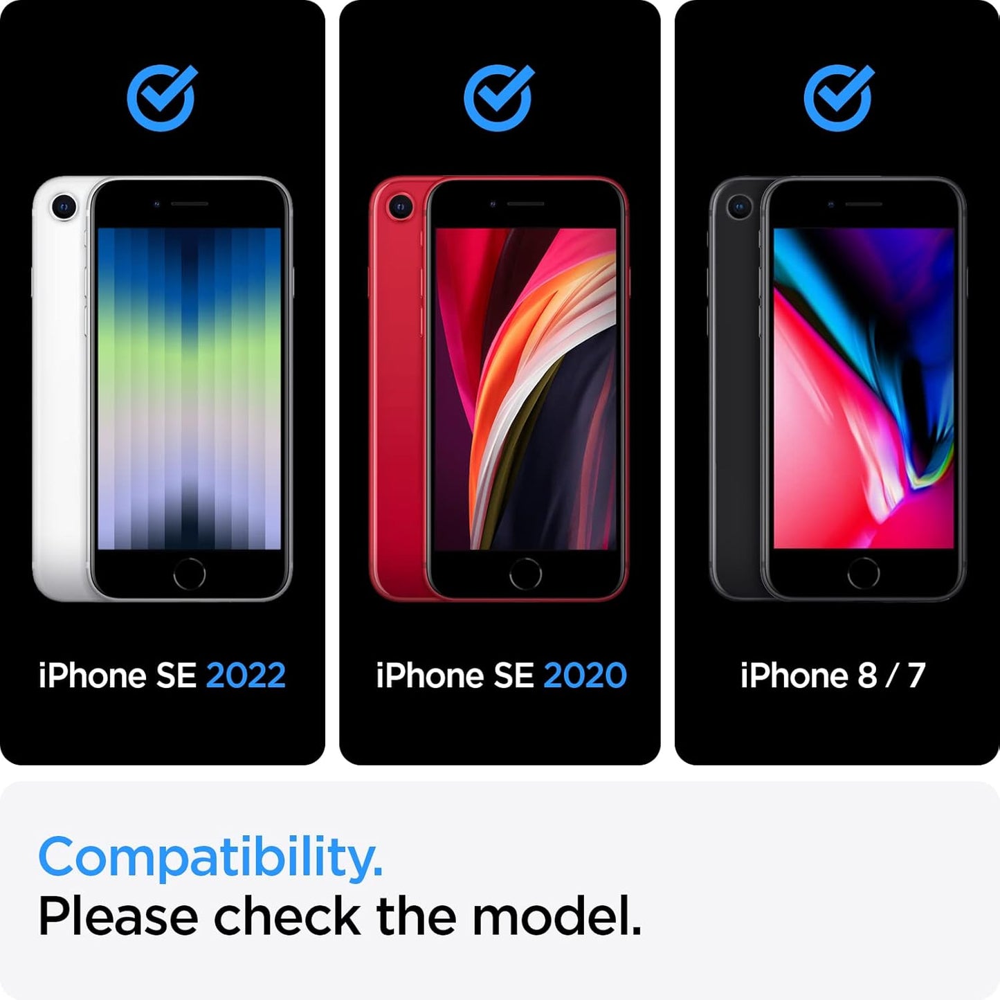 Spigen Tempered Glass Screen Protector [GlasTR AlignMaster] designed for iPhone SE 3 (2022), iPhone SE 2 (2020), iPhone 8, iPhone 7 (2 Pack)