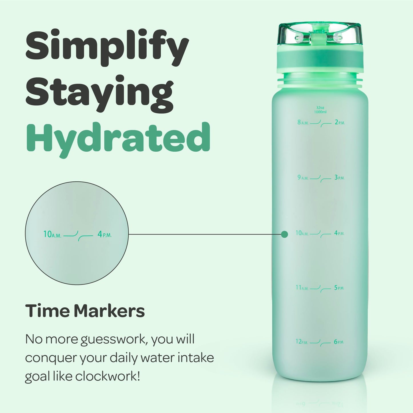 Hydracy Water Bottle with Time Marker -Large 32 oz BPA Free Water Bottle & No Sweat Sleeve -Leak Proof Gym Bottle with Fruit Infuser Strainer & Times to Drink -Ideal for Fitness Sports & Outdoors