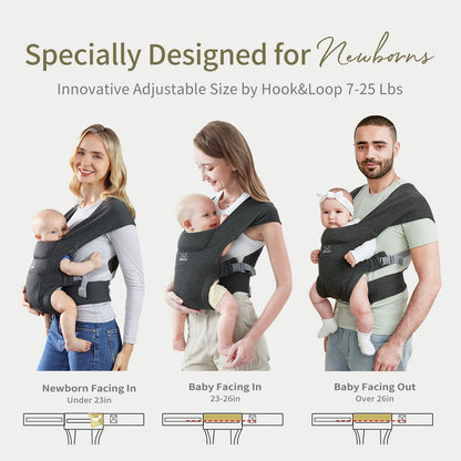 MOMTORY Baby Carrier for Newborns from Birth, Comfortable Hip Seat for Baby, Ergonomic Carrier for Newborn to Toddler with Velcro Fastening, Easily Adjustable Hip Carrier, 3-12 kg, Black