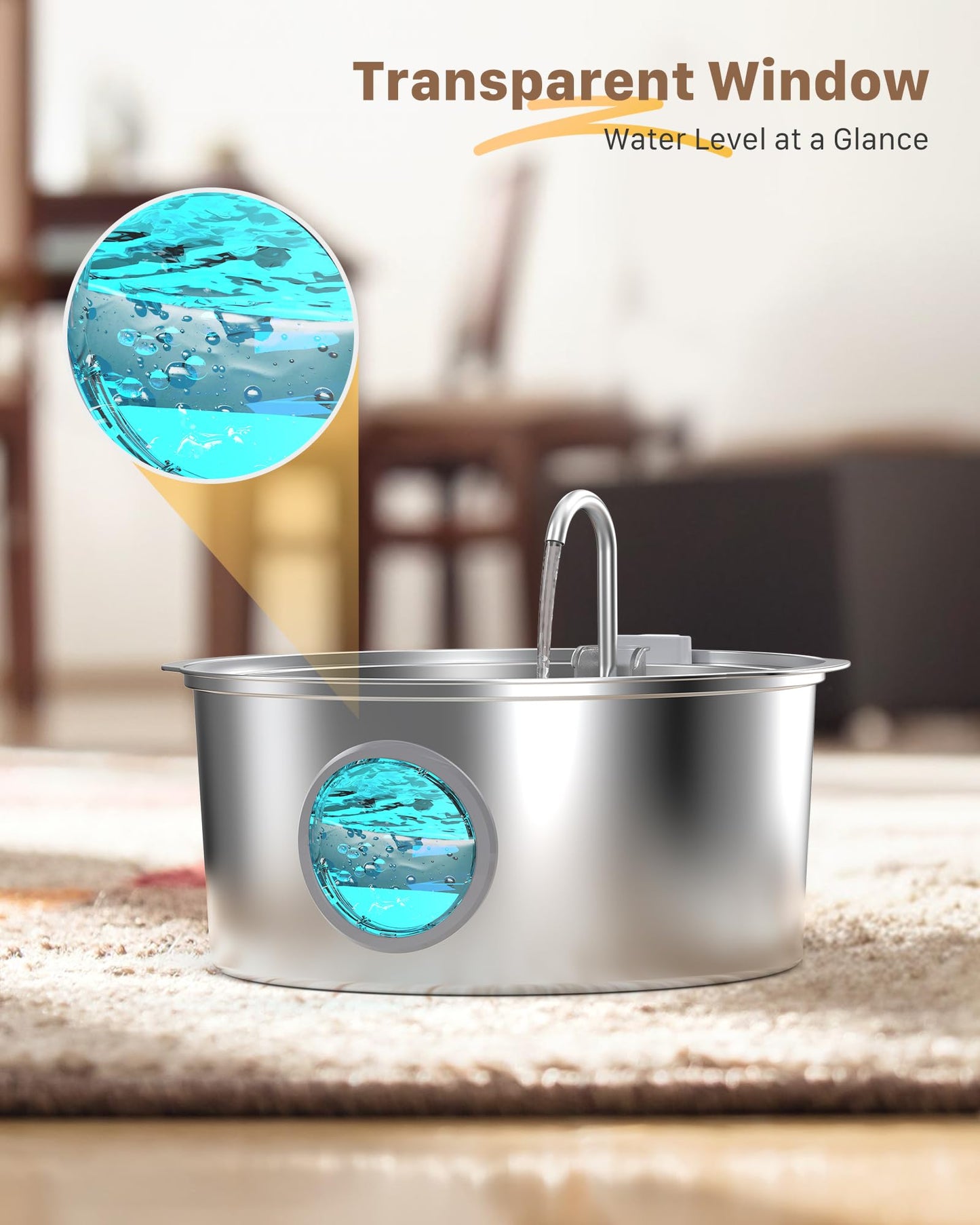 Dog Water Fountain for Large Dogs: Big Cat Water Fountain Stainless Steel -1.8Gal/7L Big Quiet Cats Water Bowl Dispenser- Pet Water Fountains for Dogs - 8 Filters + 8 Sponge Filters - GROOKPET