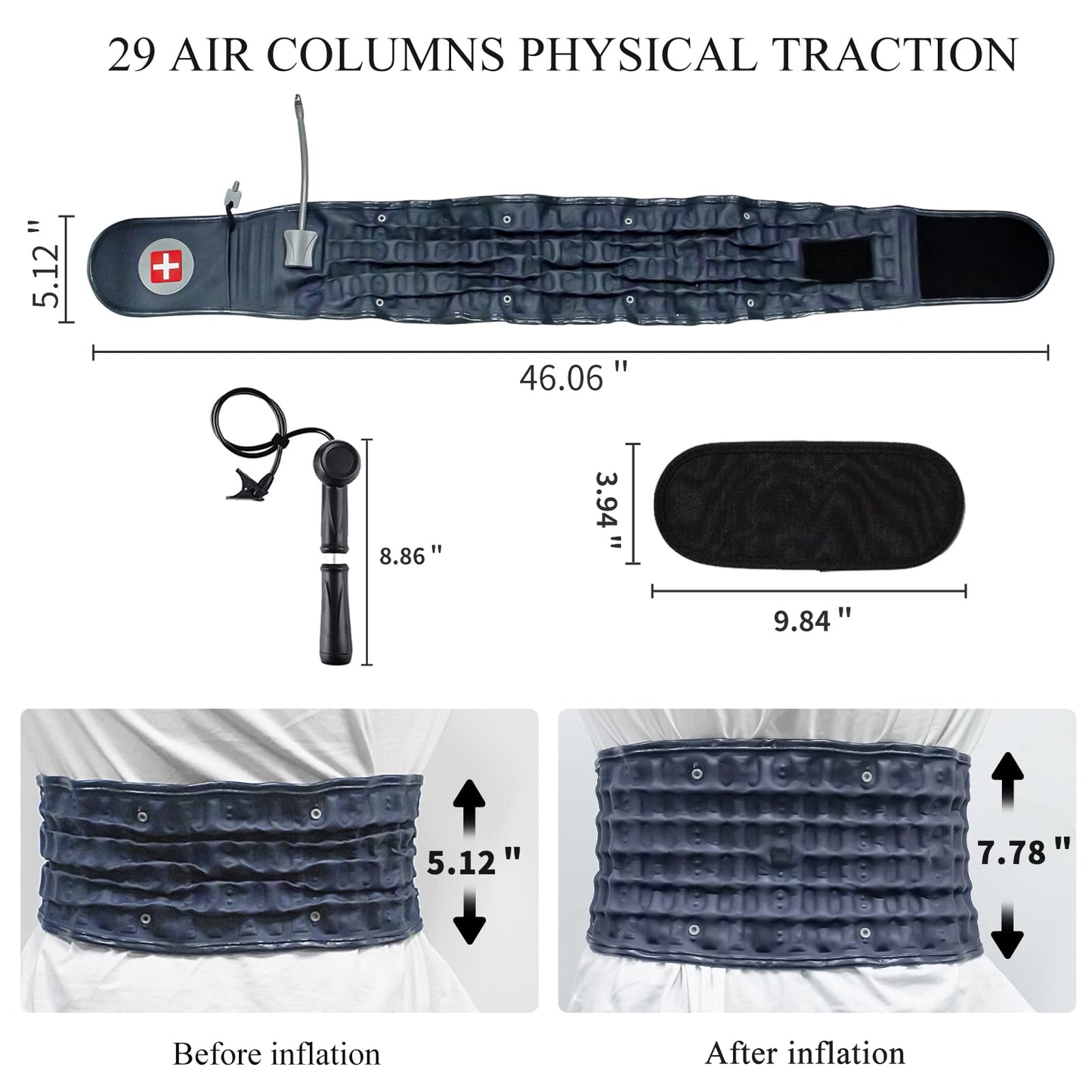 Kabandn Decompression Back Belt, for Lower Back Pain Relief Lumbar Decompression Belt, Men and Women Lumbar Traction Device (29-49 inch Waists)