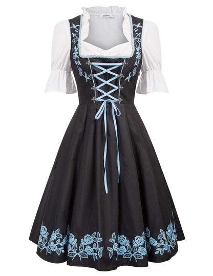 JASAMBAC Women's German Dirndl Dress for Halloween Beer Costumes Size M Color Black